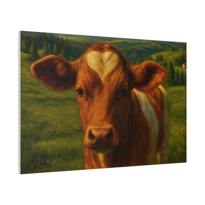 Cow Calf Portrait Canvas Print, Farm Animal Wall Art Decoration, Custom Matte Canvas Picture, Barnyard Animal Rustic Decor, Personalized