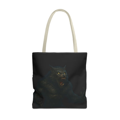 Fierce Werewolf Tote Bag, Halloween Accessories, Dark Art Tote, Animal Lover Gift, Geeky Shopping Bag