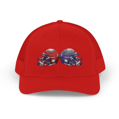 Sporty Snapback Trucker Cap with Football Helmets, Baseball Cap, Outdoor Activity Hat, Gift for Sports Fans, Team Spirit Wear