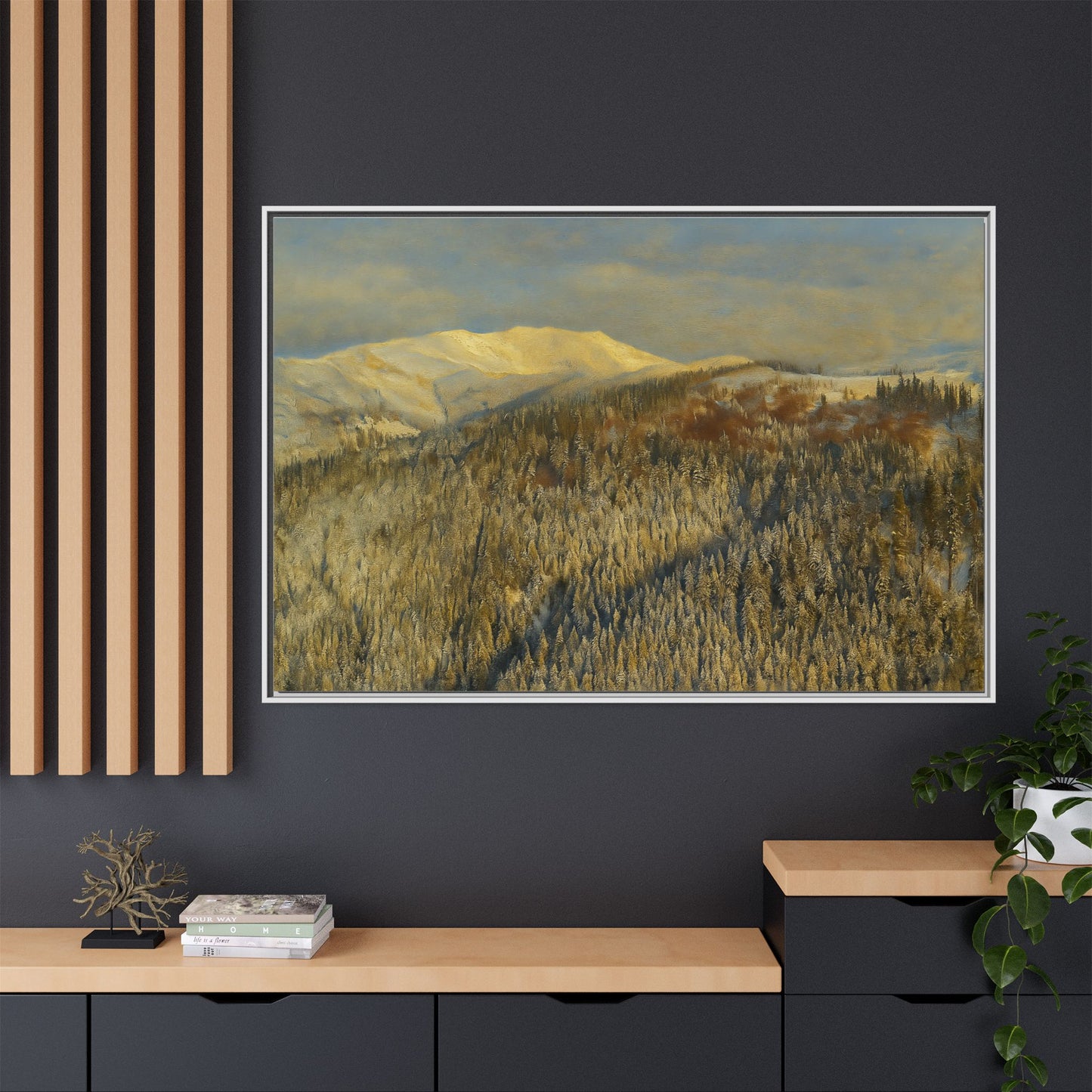 Framed Mountain Canvas Art, Perfect for Home Decor, Nature Wall Art, Gift for Nature Lovers, Cozy Atmosphere