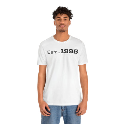 Unisex Jersey Tee - 'Est. 1996' Graphic Shirt, Birthday Gift, Casual Wear, Vintage Style, Retro Fashion, Gift for Him/Her