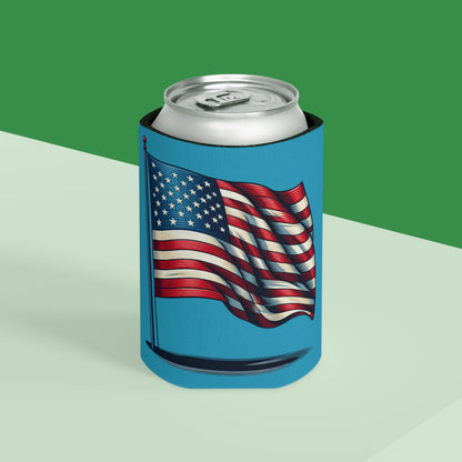 Patriotic Can Cooler, Summer BBQ Accessory, Independence Day Drink Holder, Americana Coaster, USA Party Favor