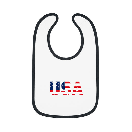 USA Bib for Babies, Americana Baby Bib, Infant Dining Essential, Gift for New Parents, Baby Shower, Fourth of July - product image