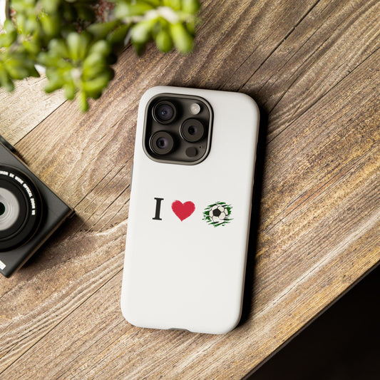 Soccer Phone Case, I Love Soccer, Tough Case Cover, Sporty Phone Accessories, Gift for Soccer Lovers, Unique Soccer Design - product image