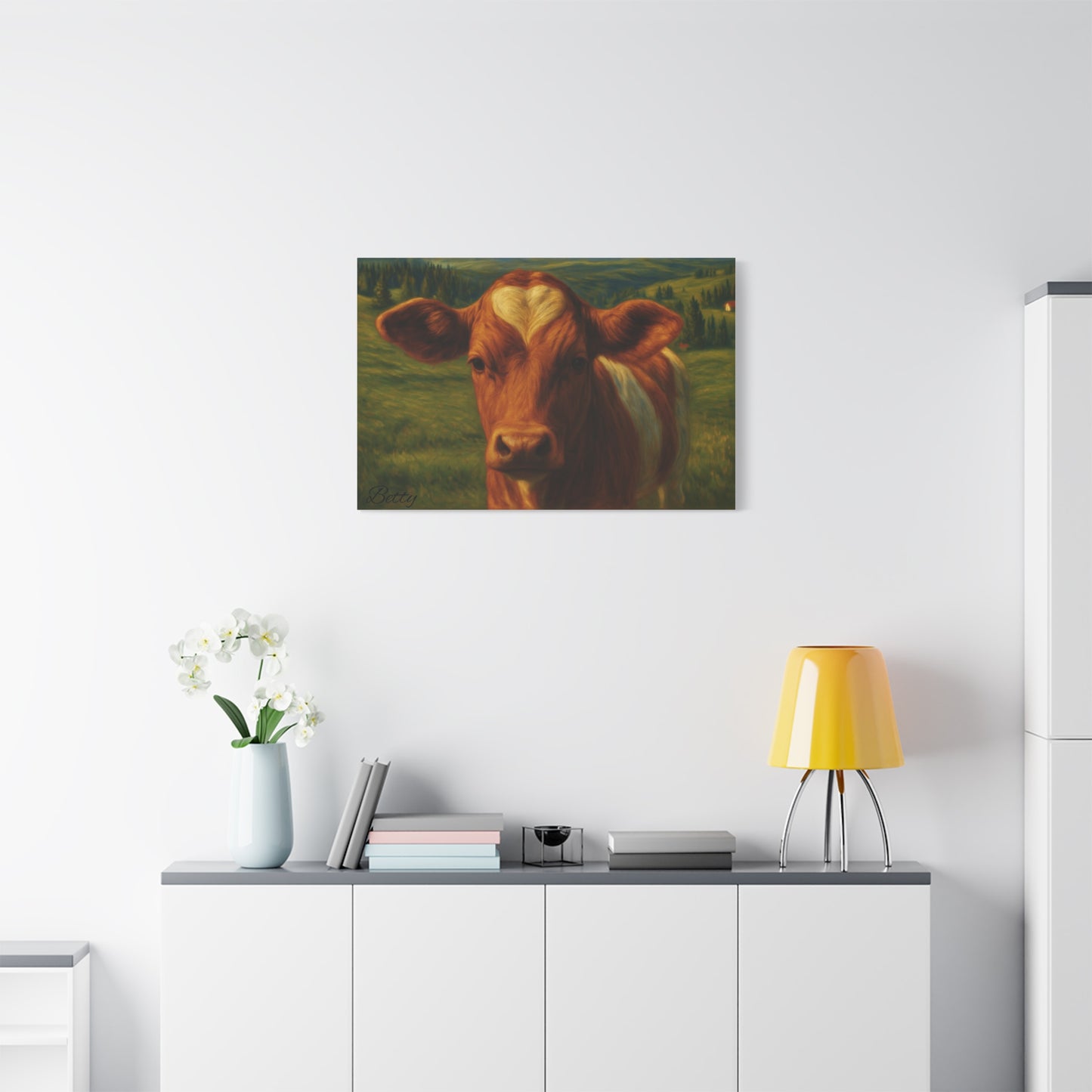 Cow Calf Portrait Canvas Print, Farm Animal Wall Art Decoration, Custom Matte Canvas Picture, Barnyard Animal Rustic Decor, Personalized