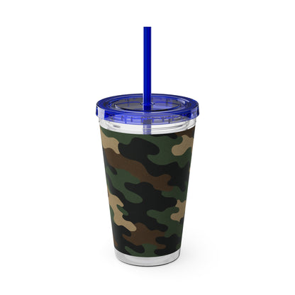 Stylish Camo Tumbler, 16oz Cup with Straw, Perfect for Outdoor Adventures, Gifts for Him, Travel Mug, Eco-friendly Drinkware, Camping