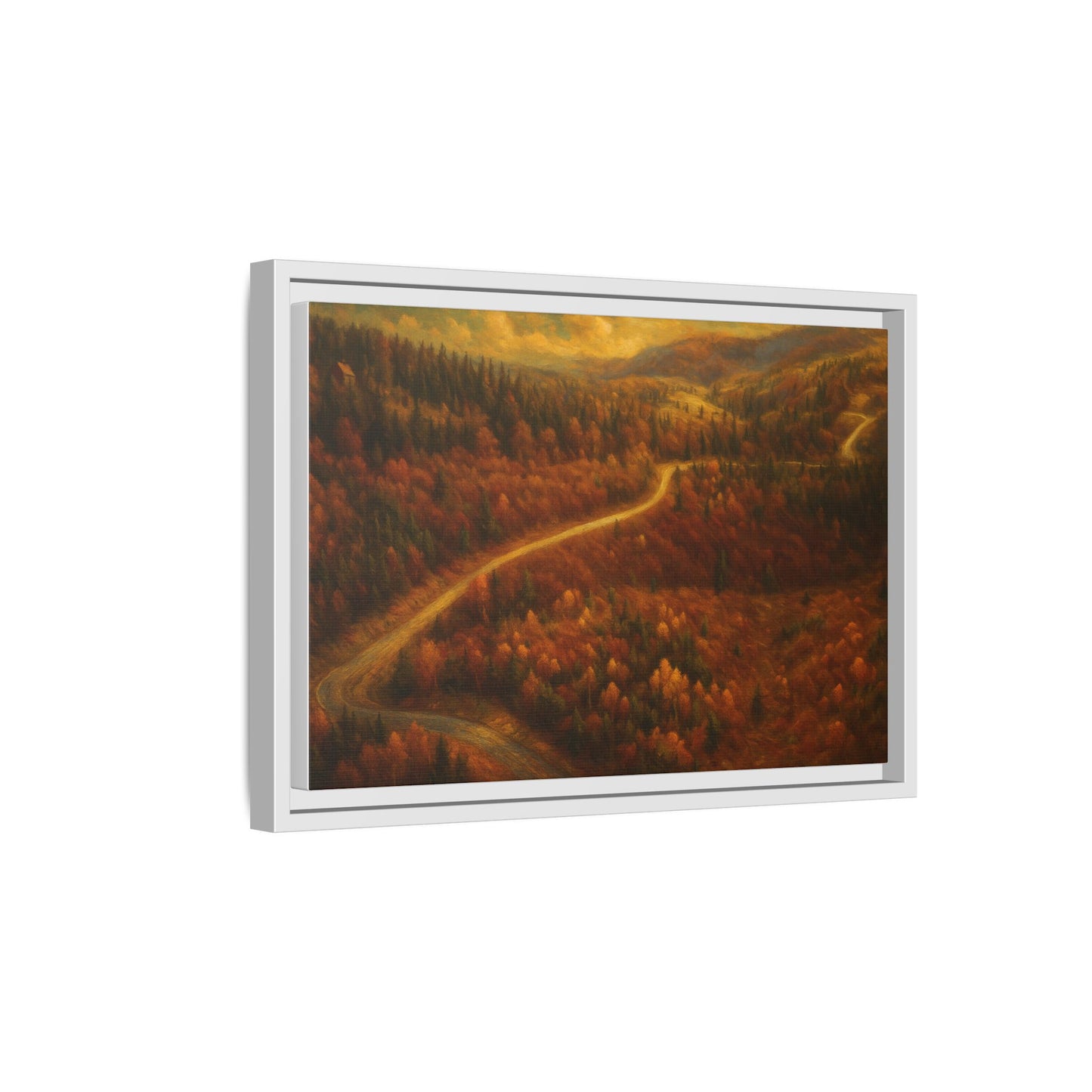 Autumn Landscape Framed Canvas Art, Cozy Home Decor, Warm Fall Vibes, Gift for Nature Lovers, Perfect for Thanksgiving
