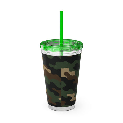 Stylish Camo Tumbler, 16oz Cup with Straw, Perfect for Outdoor Adventures, Gifts for Him, Travel Mug, Eco-friendly Drinkware, Camping