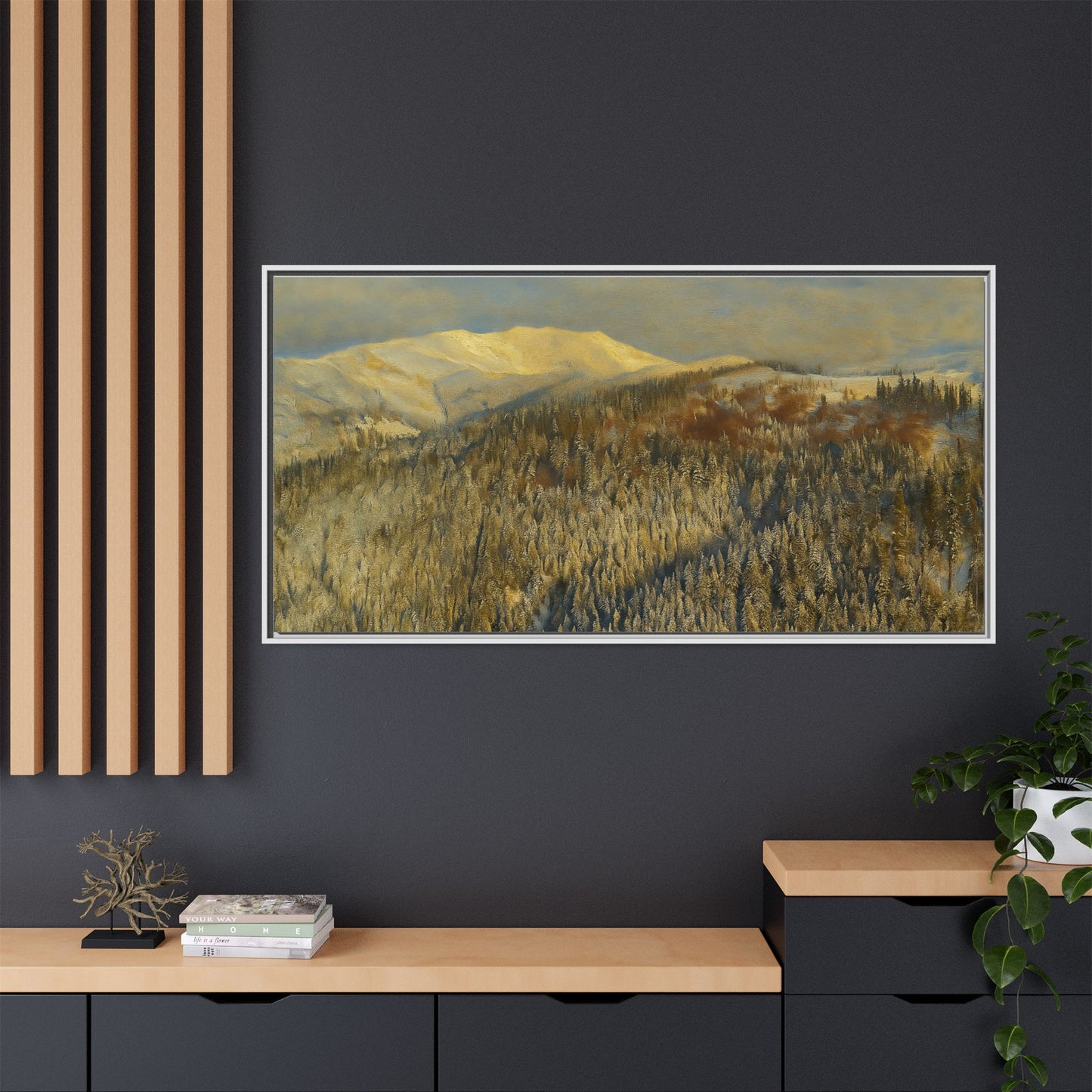 Framed Mountain Canvas Art, Perfect for Home Decor, Nature Wall Art, Gift for Nature Lovers, Cozy Atmosphere