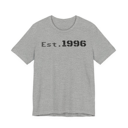 Unisex Jersey Tee - 'Est. 1996' Graphic Shirt, Birthday Gift, Casual Wear, Vintage Style, Retro Fashion, Gift for Him/Her