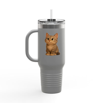 Cute Cat Insulated Travel Mug, Perfect for Pet Lovers, 40oz Coffee Cup, Travel Tumbler, Gift for Cat Lovers, Customizable Mug