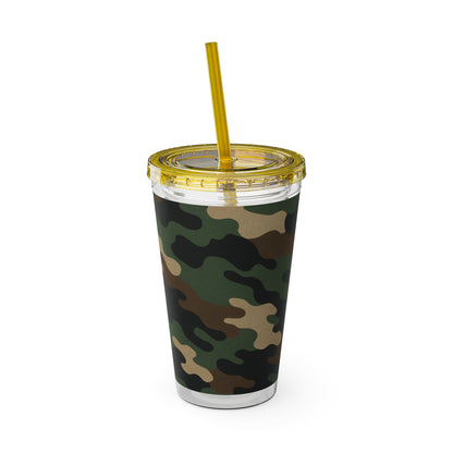 Stylish Camo Tumbler, 16oz Cup with Straw, Perfect for Outdoor Adventures, Gifts for Him, Travel Mug, Eco-friendly Drinkware, Camping