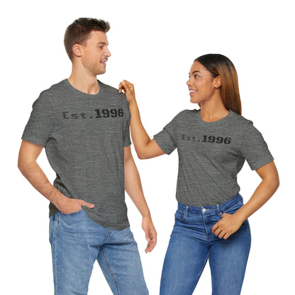 Unisex Jersey Tee - 'Est. 1996' Graphic Shirt, Birthday Gift, Casual Wear, Vintage Style, Retro Fashion, Gift for Him/Her