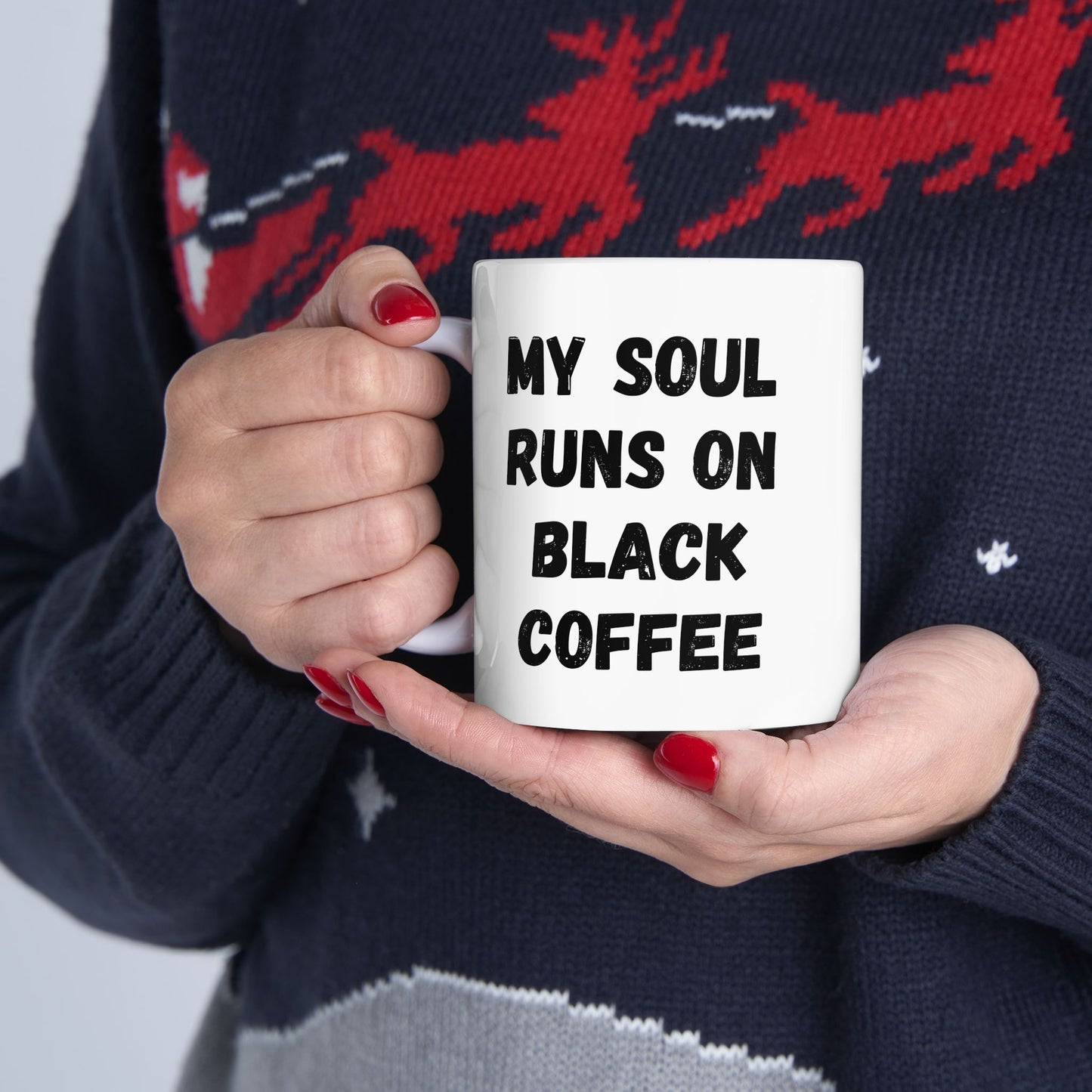 Coffee Lover's Ceramic Mug – 'My Soul Runs on Black Coffee' – Perfect Gift for Coffee Enthusiasts