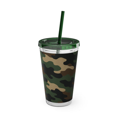 Stylish Camo Tumbler, 16oz Cup with Straw, Perfect for Outdoor Adventures, Gifts for Him, Travel Mug, Eco-friendly Drinkware, Camping