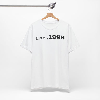Unisex Jersey Tee - 'Est. 1996' Graphic Shirt, Birthday Gift, Casual Wear, Vintage Style, Retro Fashion, Gift for Him/Her