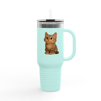 Cute Cat Insulated Travel Mug, Perfect for Pet Lovers, 40oz Coffee Cup, Travel Tumbler, Gift for Cat Lovers, Customizable Mug