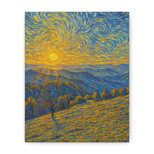 Stretched Canvas Art Print, Vibrant Wall Decor, Home Office Artwork, Nature Landscape, Gift for Art Lovers, Colorful Van Gogh Style Wall Art - product image