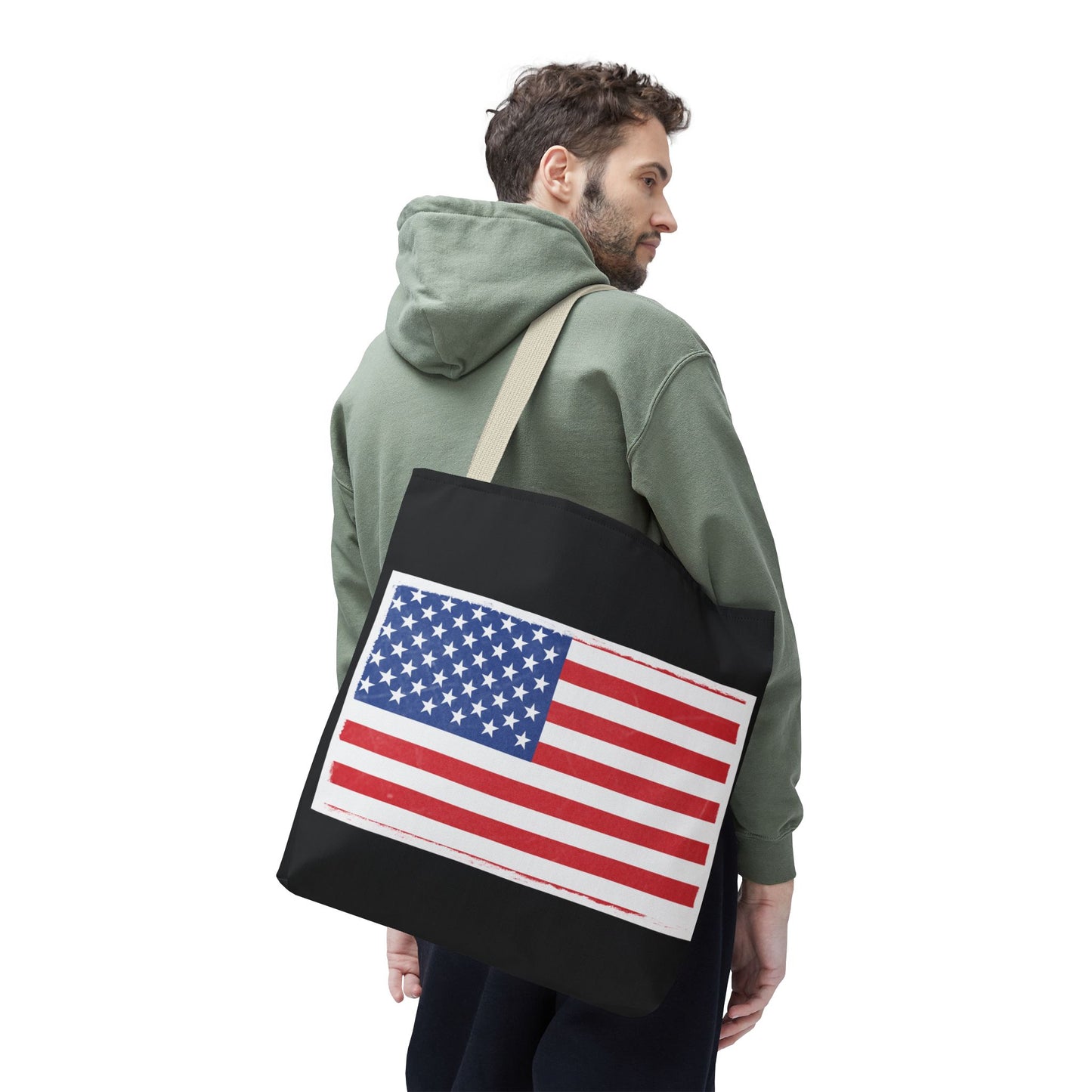 Patriotic Tote Bag, American Flag Carryall, Beach Bag, Reusable Shopping Tote, Independence Day Gift