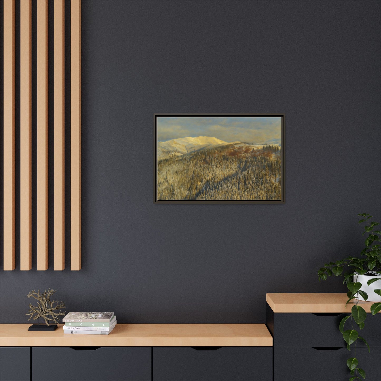 Framed Mountain Canvas Art, Perfect for Home Decor, Nature Wall Art, Gift for Nature Lovers, Cozy Atmosphere