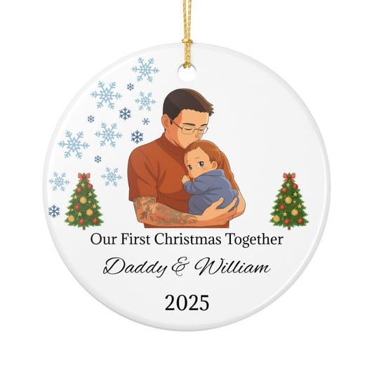 Daddy and Baby Personalized Ceramic Ornaments, Our First Christmas Together | 2025 Keepsake Gift, Holiday Decor, Tree Decoration, Family