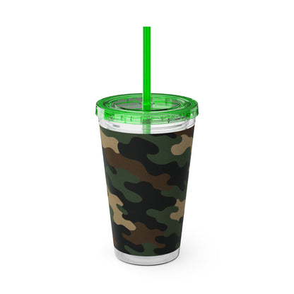 Stylish Camo Tumbler, 16oz Cup with Straw, Perfect for Outdoor Adventures, Gifts for Him, Travel Mug, Eco-friendly Drinkware, Camping