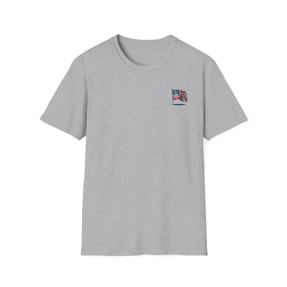 Patriotic Unisex Softstyle T-Shirt, American Flag Tee, USA Pride Shirt, Perfect for Independence Day, Casual Wear