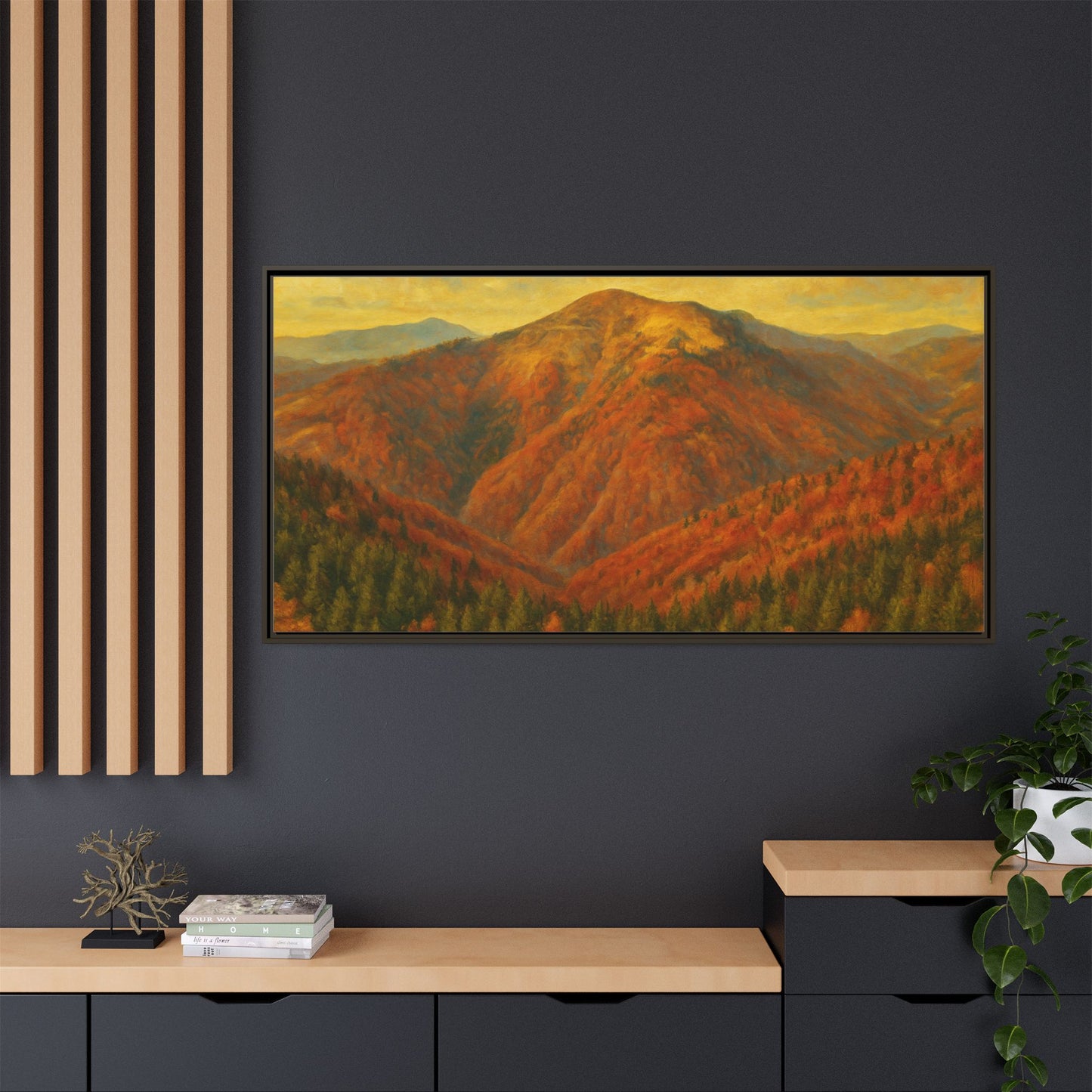 Autumn Landscape Wall Art, Cozy Home Decor, Nature Print, Framed Canvas, Fall Decorations, Gift Idea for Art Lovers