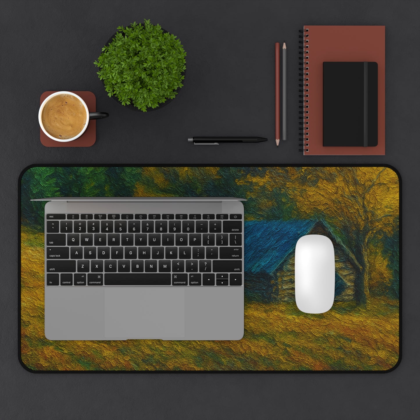Rustic Landscape Desk Mat, Office Decor, Mouse Pad, Nature Inspired, Gift for Coworkers, Home Office Accessories