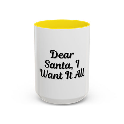 Dear Santa Accent Coffee Mug - Fun Holiday Mug for Christmas Enthusiasts