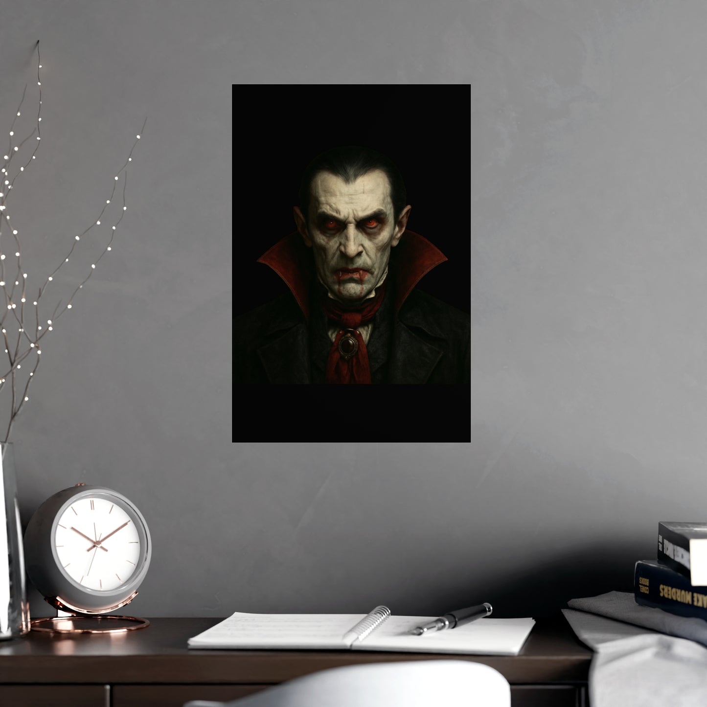 Gothic Vampire Art Poster, Spooky Wall Decor, Horror Room Accent, Perfect for Halloween, Gothic Decor, Home Office Artwork