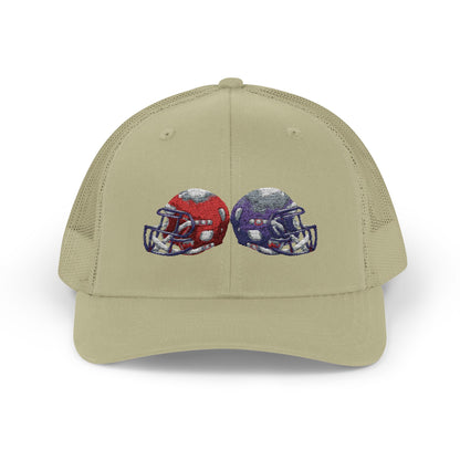 Sporty Snapback Trucker Cap with Football Helmets, Baseball Cap, Outdoor Activity Hat, Gift for Sports Fans, Team Spirit Wear