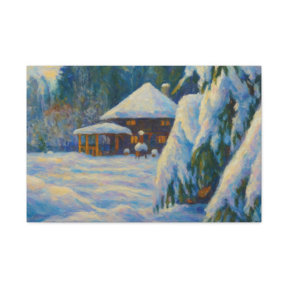 Winter Landscape Canvas Wall Art, Cozy Home Decor, Christmas Gift, Seasonal Artwork, Impressionist Style