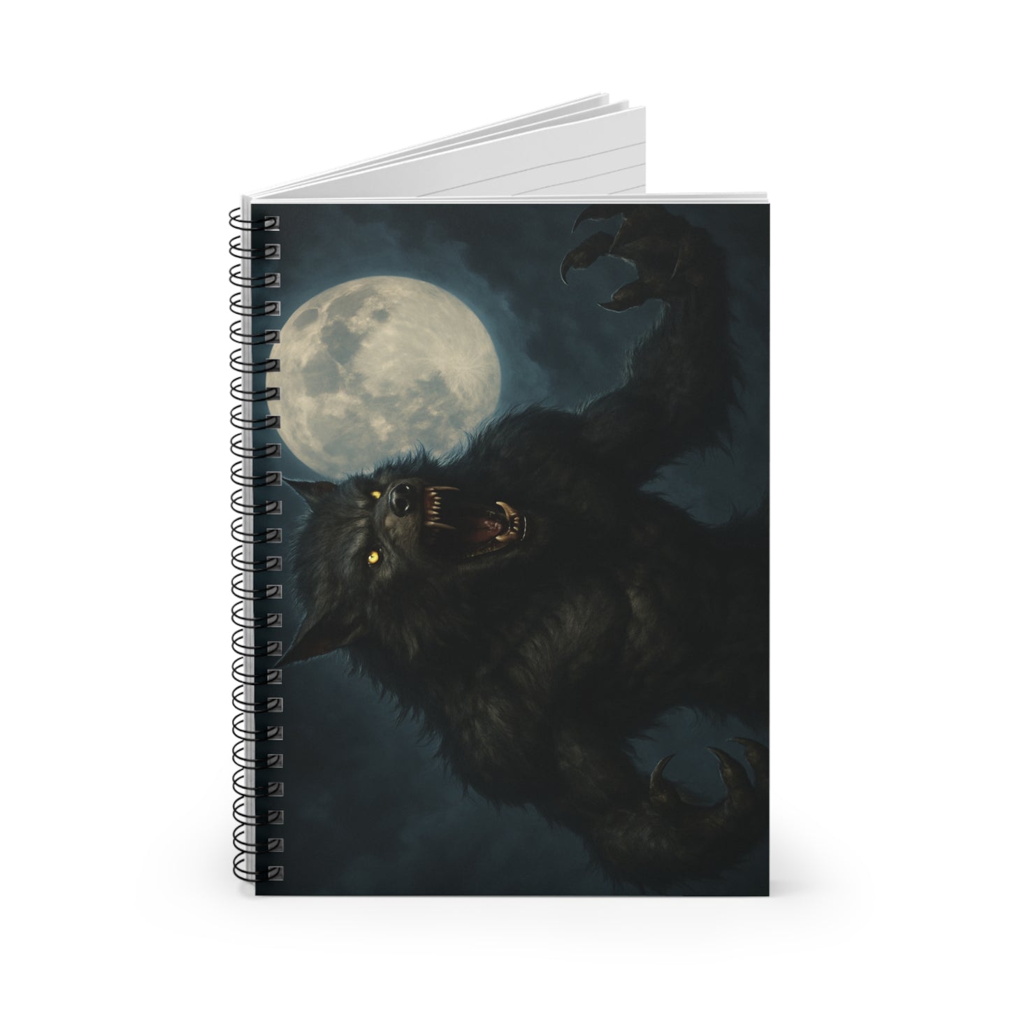 Nightmare Moon Werewolf Spiral Notebook - Perfect for Horror Lovers, Journaling, Gift for Halloween, Writing, School Supplies