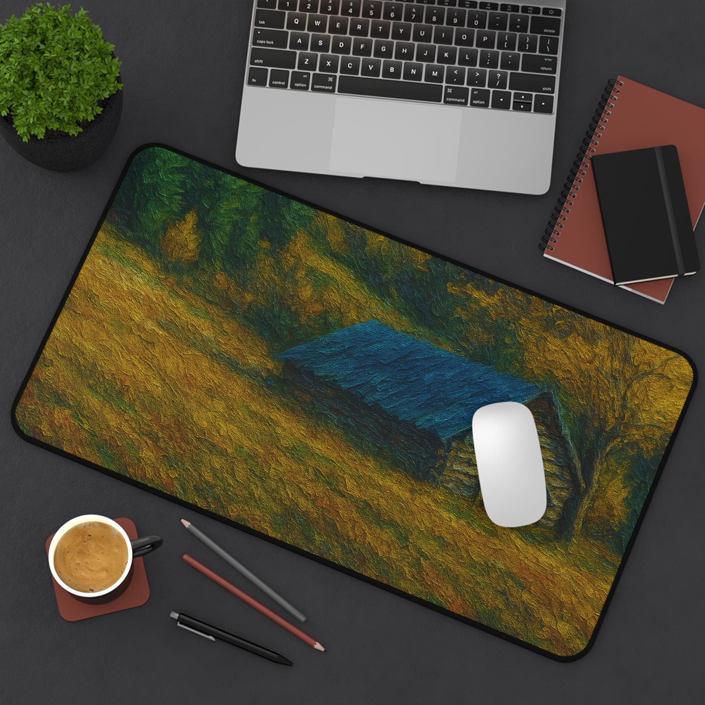 Rustic Landscape Desk Mat, Office Decor, Mouse Pad, Nature Inspired, Gift for Coworkers, Home Office Accessories