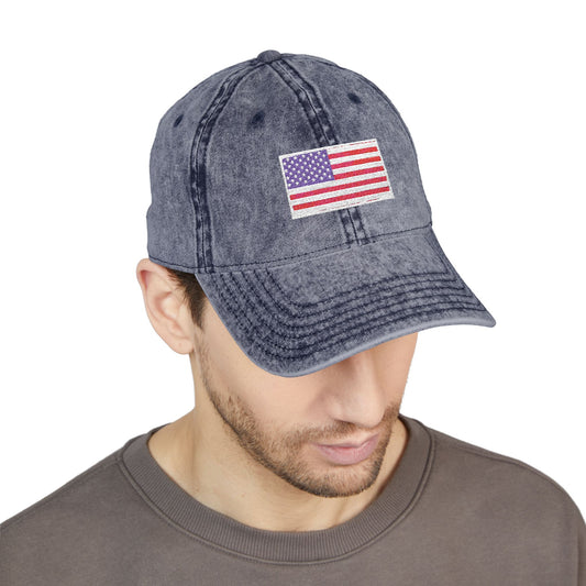 Embroidered Vintage Cap with USA Flag Design - product image