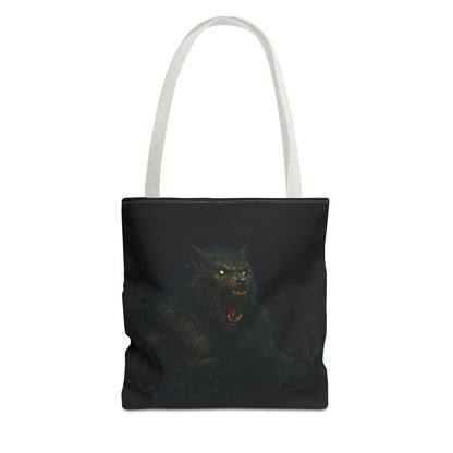 Fierce Werewolf Tote Bag, Halloween Accessories, Dark Art Tote, Animal Lover Gift, Geeky Shopping Bag