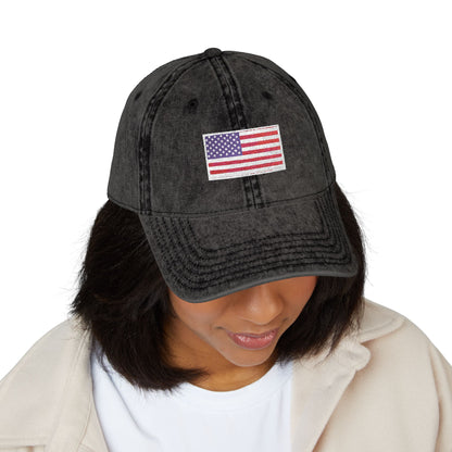 Embroidered Vintage Cap with USA Flag Design