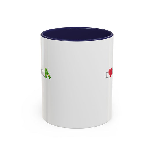 I Love Football Accent Coffee Mug, Perfect Gift for Sports Lovers, Football Enthusiasts, Unique Mug for Game Days, Home or Office Decor