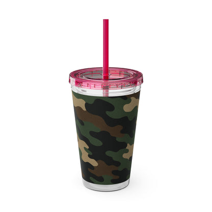 Stylish Camo Tumbler, 16oz Cup with Straw, Perfect for Outdoor Adventures, Gifts for Him, Travel Mug, Eco-friendly Drinkware, Camping