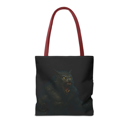 Fierce Werewolf Tote Bag, Halloween Accessories, Dark Art Tote, Animal Lover Gift, Geeky Shopping Bag