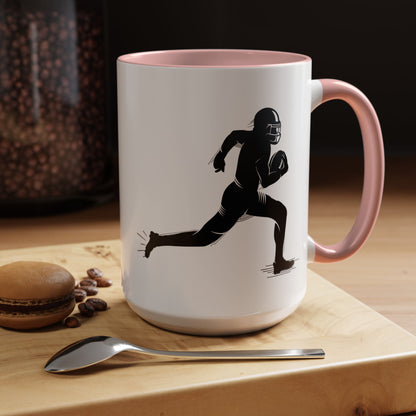 Football Player Themed Accent Coffee Mug, Sports Fan Gift, Unique Mug for Athletes, Coffee Lover, Game Day Essential