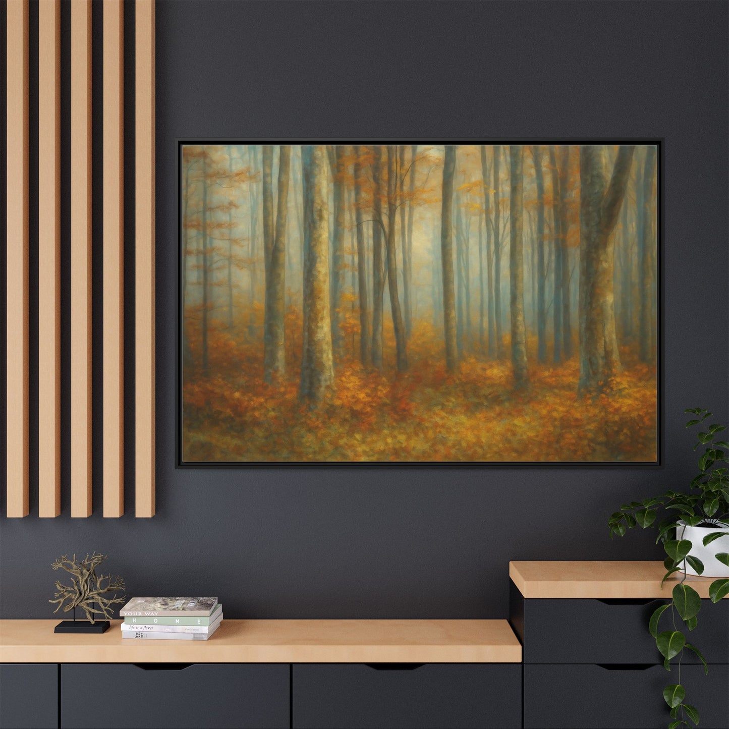 Autumn Forest Canvas Art, Framed Wall Decor, Rustic Home Decor, Nature Artwork, Gift for Nature Lovers