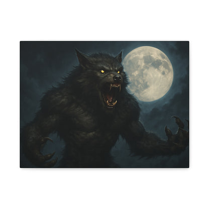Werewolf Moon Canvas Art | Dark Fantasy Decor for Halloween, Gothic Home, Werewolf Lover Gift, Unique Wall Art, Spooky Decor