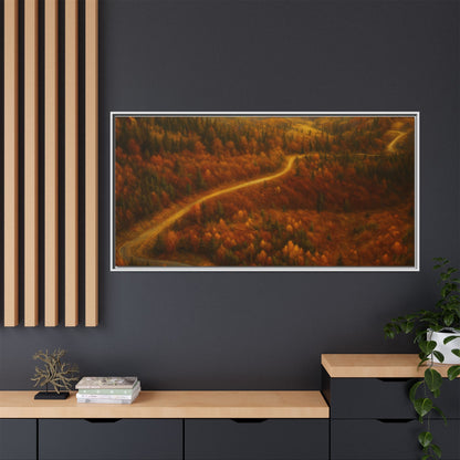 Autumn Landscape Framed Canvas Art, Cozy Home Decor, Warm Fall Vibes, Gift for Nature Lovers, Perfect for Thanksgiving