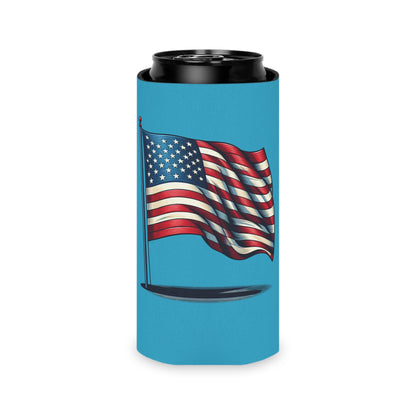 Patriotic Can Cooler, Summer BBQ Accessory, Independence Day Drink Holder, Americana Coaster, USA Party Favor