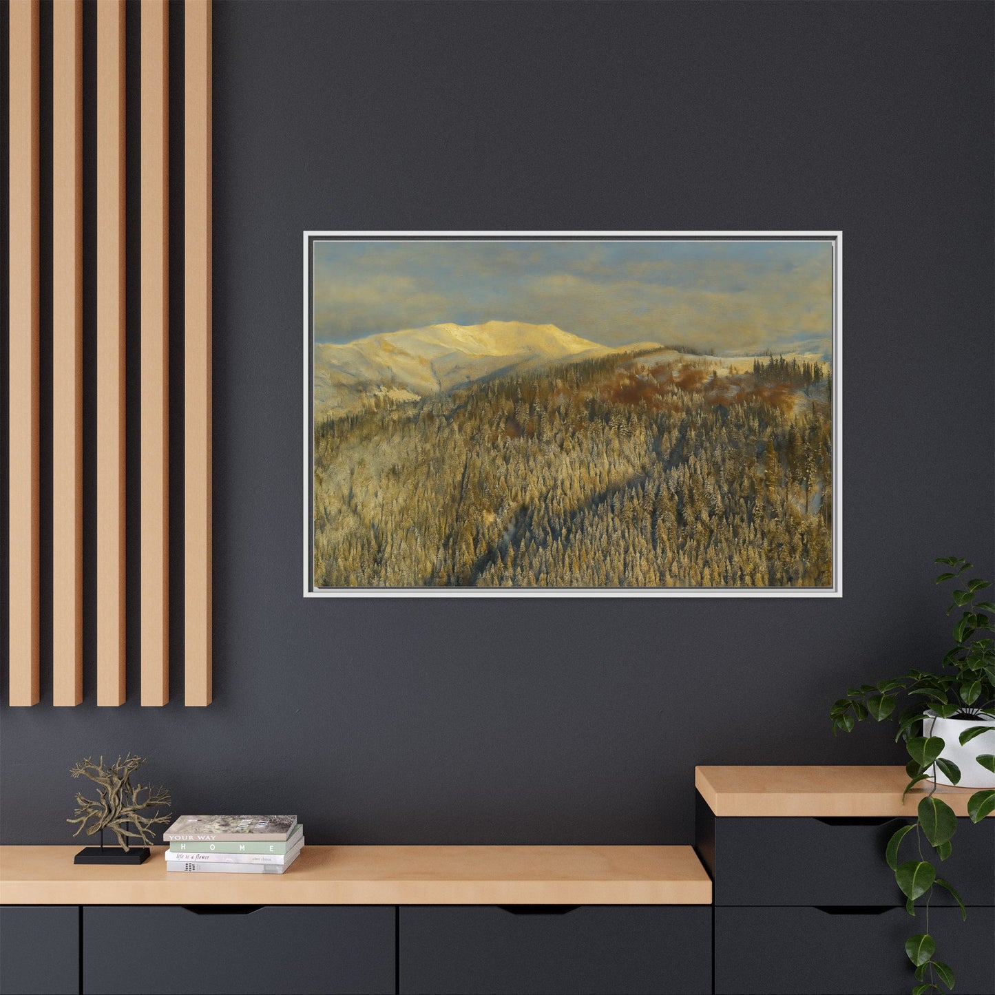 Framed Mountain Canvas Art, Perfect for Home Decor, Nature Wall Art, Gift for Nature Lovers, Cozy Atmosphere