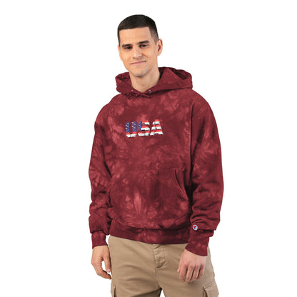 Champion Tie-Dye Hoodie - USA Embroidery, Unisex Hoodie, Trendy Casual Wear, Gift for Him, Outdoor Jacket
