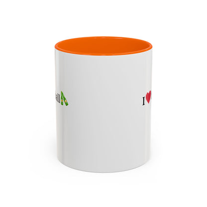 I Love Football Accent Coffee Mug, Perfect Gift for Sports Lovers, Football Enthusiasts, Unique Mug for Game Days, Home or Office Decor