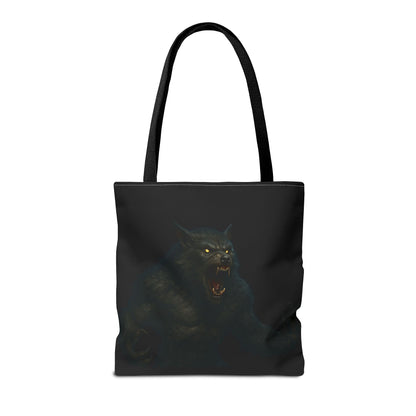 Fierce Werewolf Tote Bag, Halloween Accessories, Dark Art Tote, Animal Lover Gift, Geeky Shopping Bag
